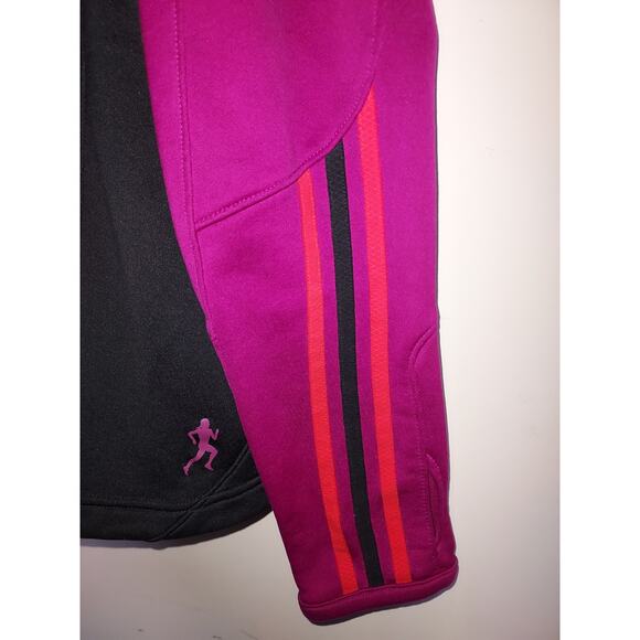 Adidas Women's Jacket XL Full Zip Long Sleeve Climalite Running Magenta Black - Picture 5 of 10